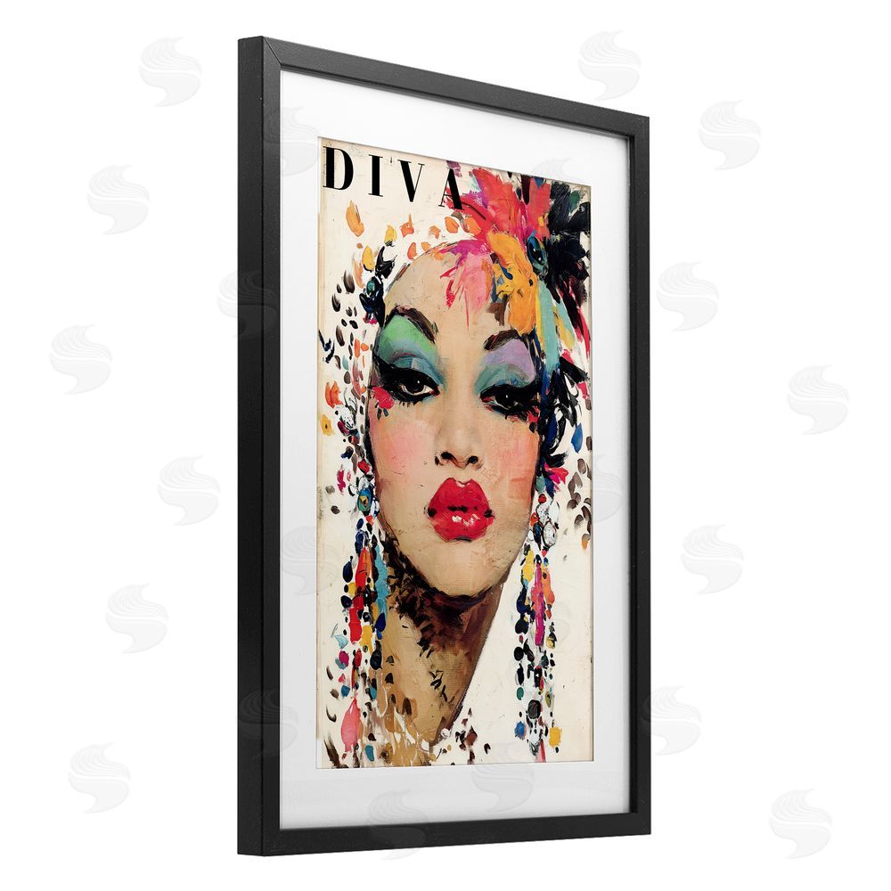 Annabelle Hall Diva Fashion Portrait Black Framed Print Under Glass with Mat Wall Art