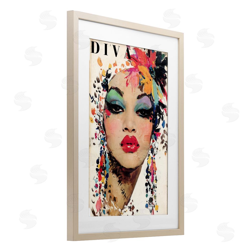 Annabelle Hall Diva Fashion Portrait Brown Framed Print Under Glass with Mat Wall Art