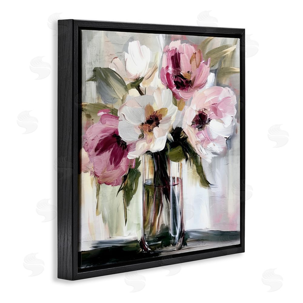 Annabelle Hall Resonance Flower Vase Black Floating Frame Canvas Wall Art Print