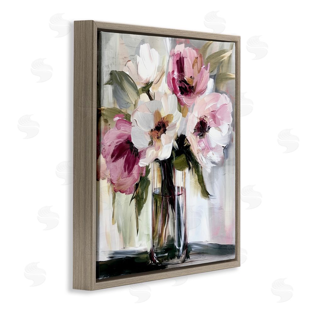 Annabelle Hall Resonance Flower Vase Brown Floating Frame Canvas Wall Art Print