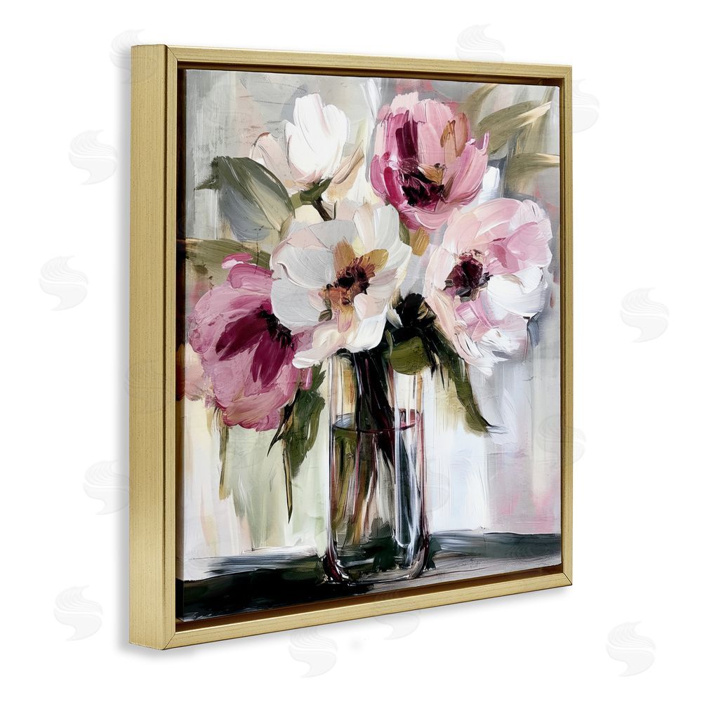 Annabelle Hall Resonance Flower Vase Gold Floating Frame Canvas Wall Art Print