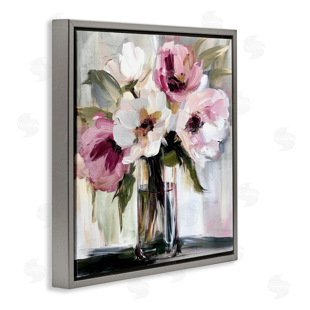 Annabelle Hall Resonance Flower Vase Gray Floating Frame Canvas Wall Art Print
