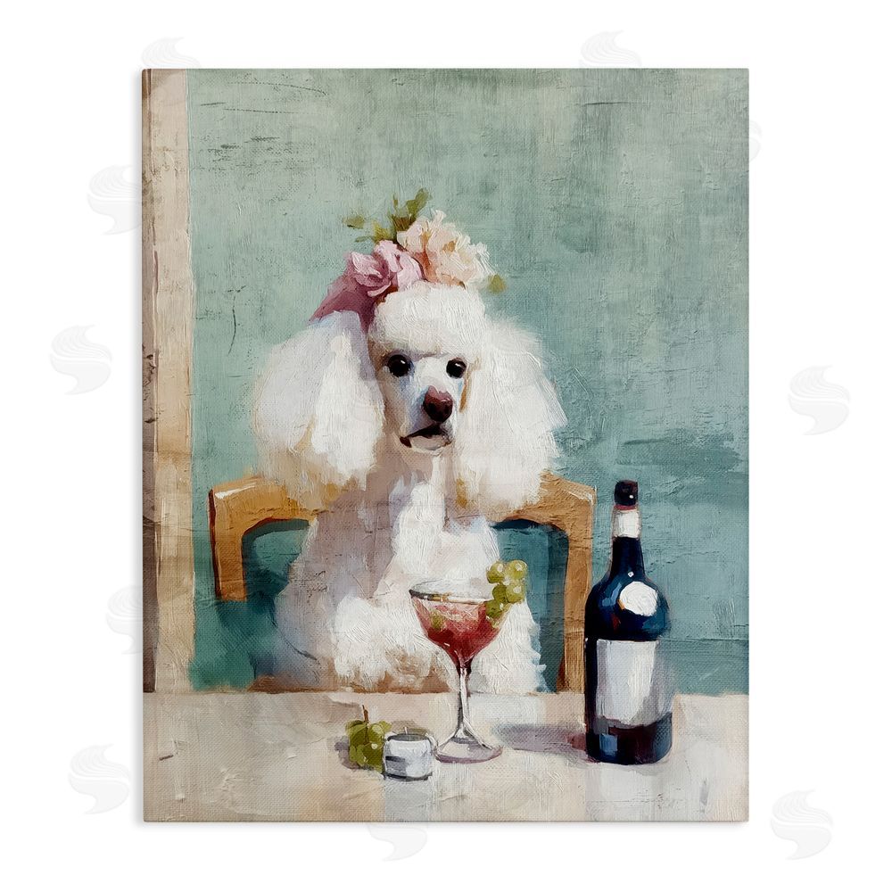 Annabelle Hall Poodle At Lunch Stretched Canvas Wall Art Print