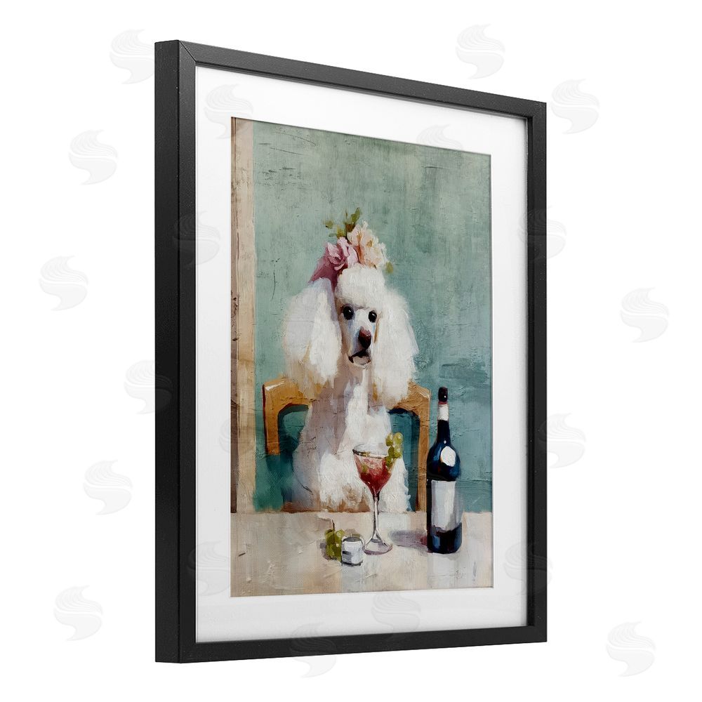 Annabelle Hall Poodle At Lunch Black Framed Print Under Glass Wall Art
