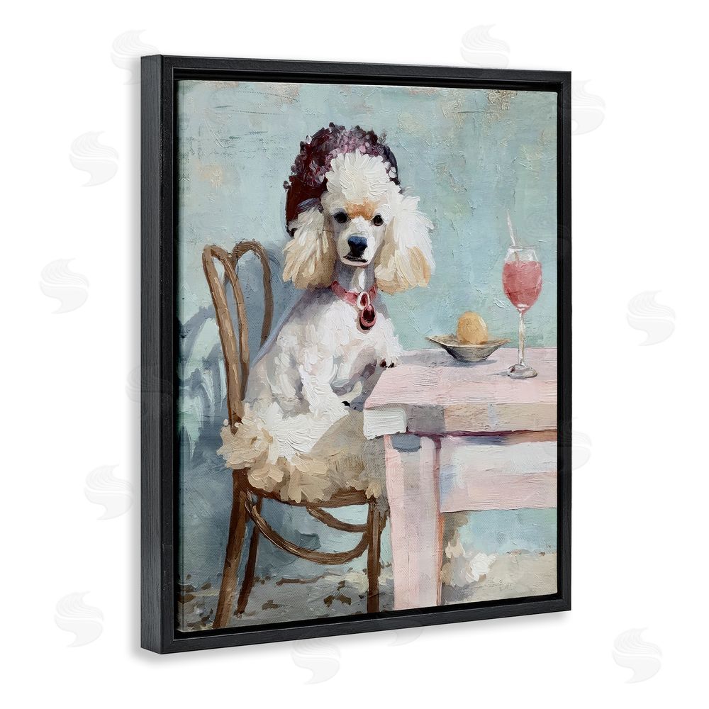 Annabelle Hall Ladies Who Lunch Poodle Black Floating Frame Canvas Wall Art