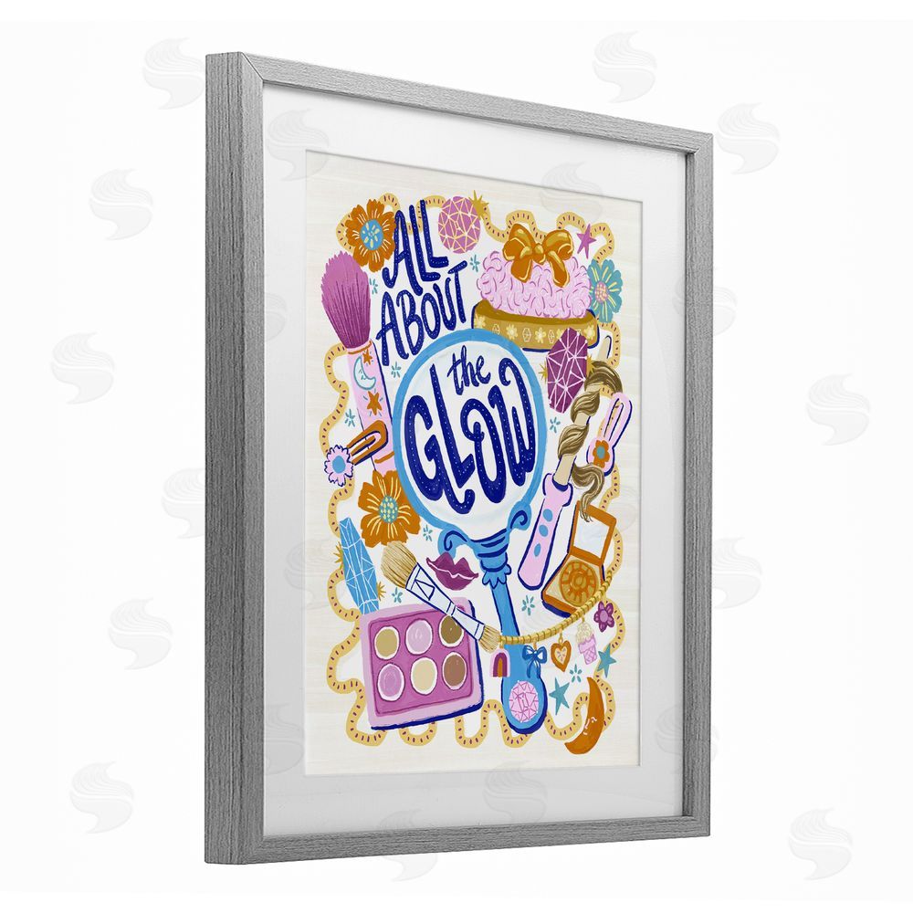 Connie Summers All About The Glow Makeup Gray Framed Print Under Glass with White Mat Wall Art