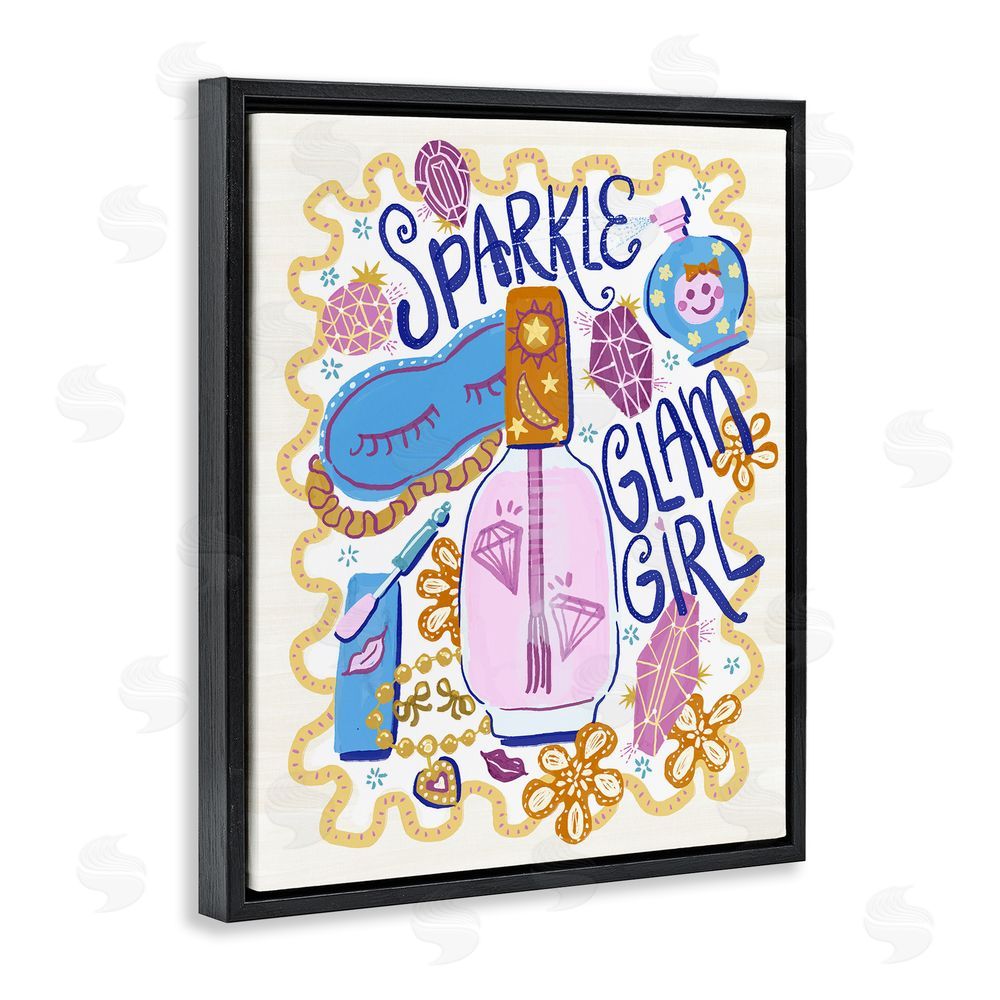 Connie Summers Sparkle Glam Girl Accessories Black Floating Frame Canvas Wall Art Print