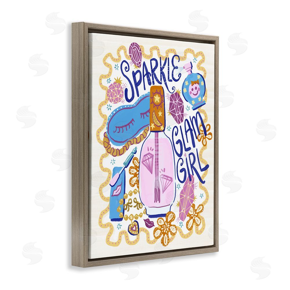 Connie Summers Sparkle Glam Girl Accessories Brown Floating Frame Canvas Wall Art Print