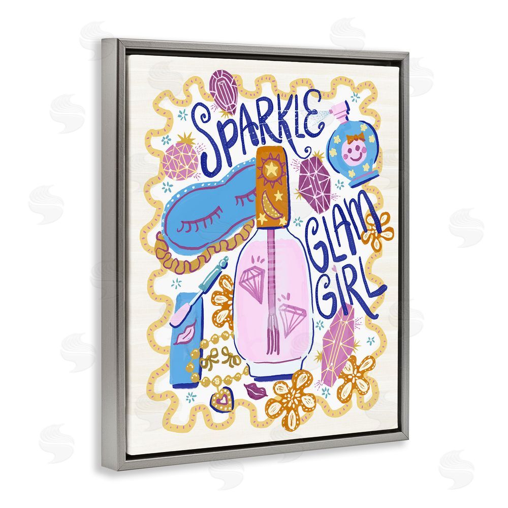 Connie Summers Sparkle Glam Girl Accessories Gray Floating Frame Canvas Wall Art Print