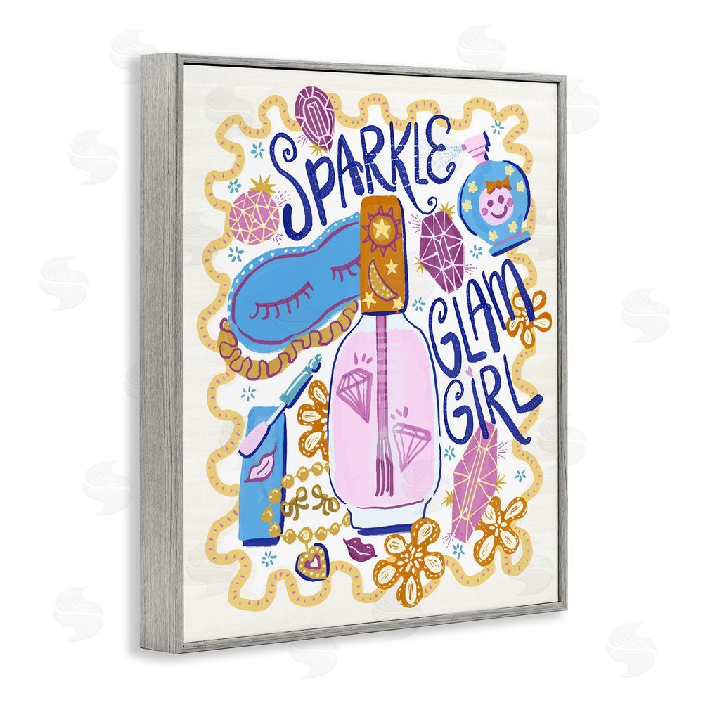 Connie Summers Sparkle Glam Girl Accessories Gray Framed Giclee Wall Art Print