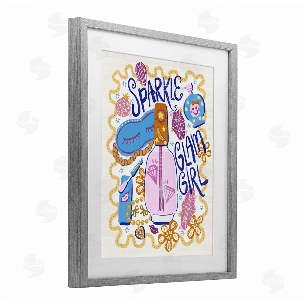 Connie Summers Sparkle Glam Girl Accessories Gray Framed Print Under Glass with White Mat Wall Art