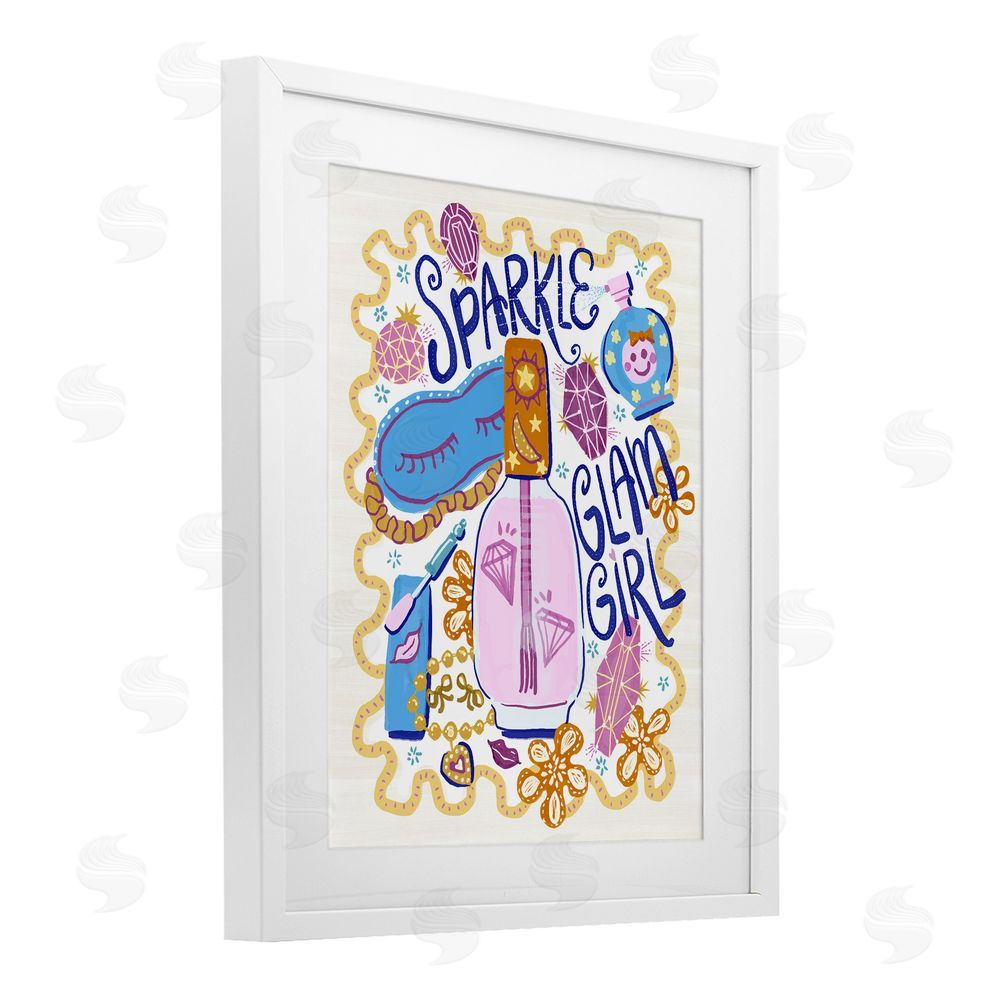 Connie Summers Sparkle Glam Girl Accessories White Framed Print Under Glass with Mat Wall Art