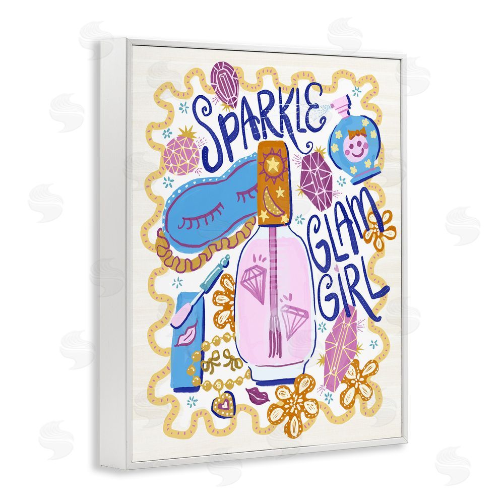 Connie Summers Sparkle Glam Girl Accessories White Framed Giclee Wall Art Print