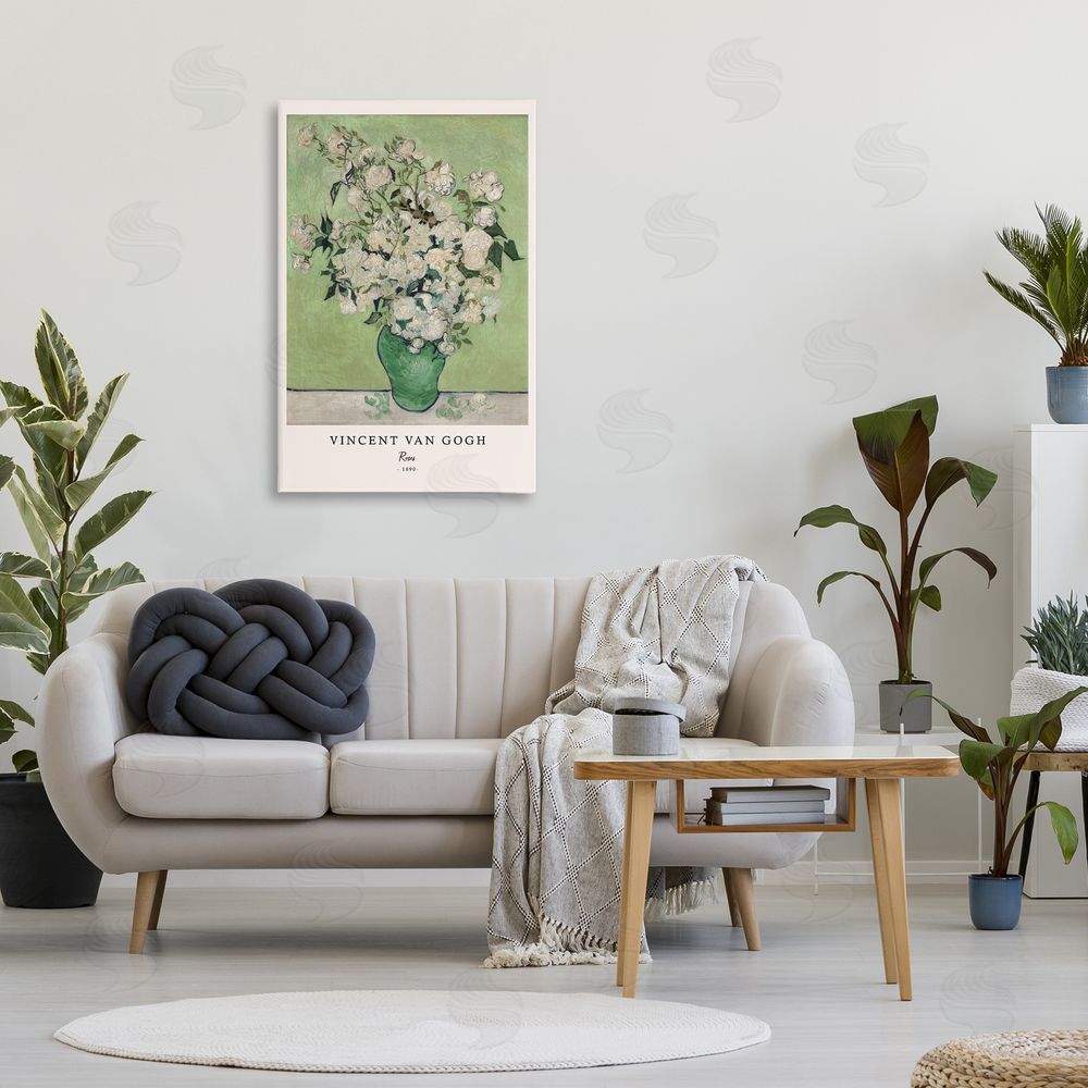 Vintage Hustle Classic Roses Van Gogh Stretched Canvas Wall Art in Room