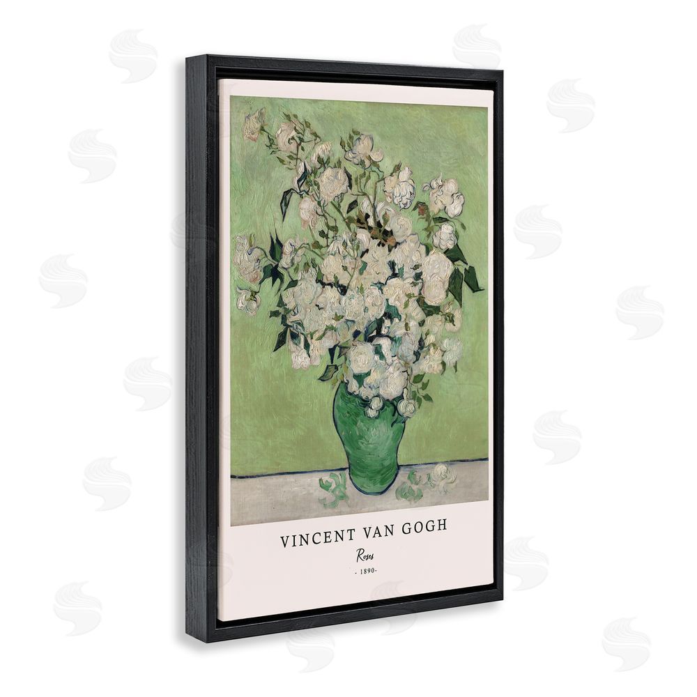 Vintage Hustle Classic Roses Van Gogh Black Floating Frame Canvas Wall Art Print