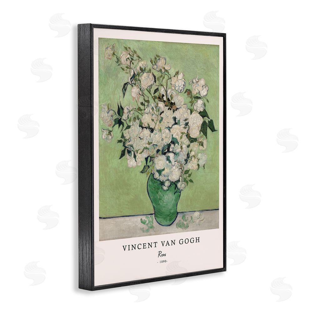 Vintage Hustle Classic Roses Van Gogh Black Framed Giclee Wall Art Print