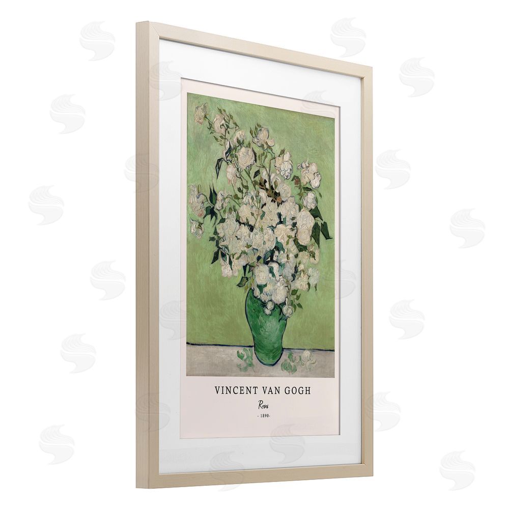 Vintage Hustle Classic Roses Van Gogh Birch Framed Print Under Glass Wall Art