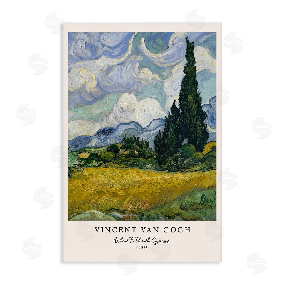 Vintage Hustle Classic Wheat Fields with Cypresses Stretched Canvas Wall Art Print