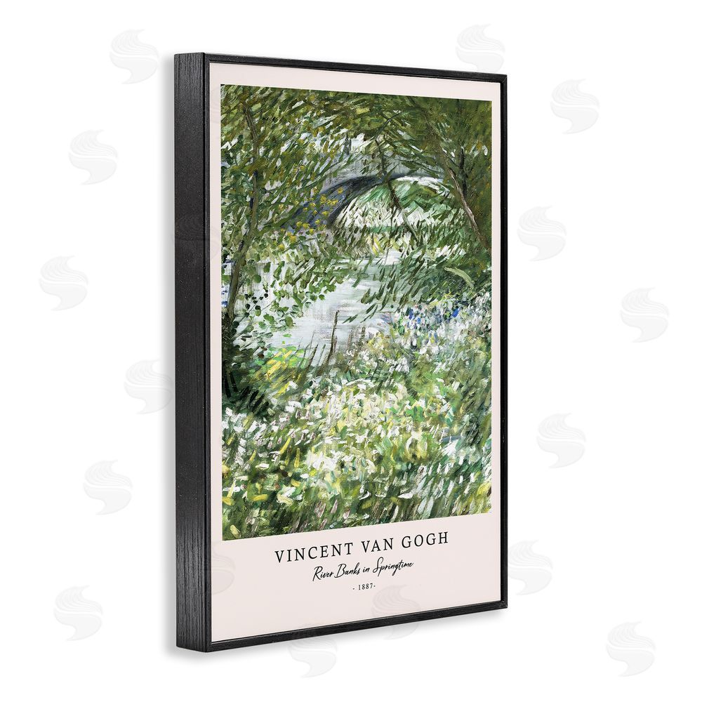 Vintage Hustle Classic River Banks At Springtime Black Framed Giclee Wall Art Print