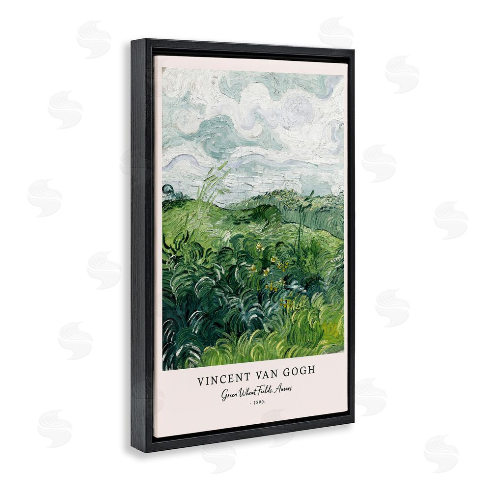 Vintage Hustle Classic Green Wheat Fields Black Floating Frame Canvas Wall Art Print