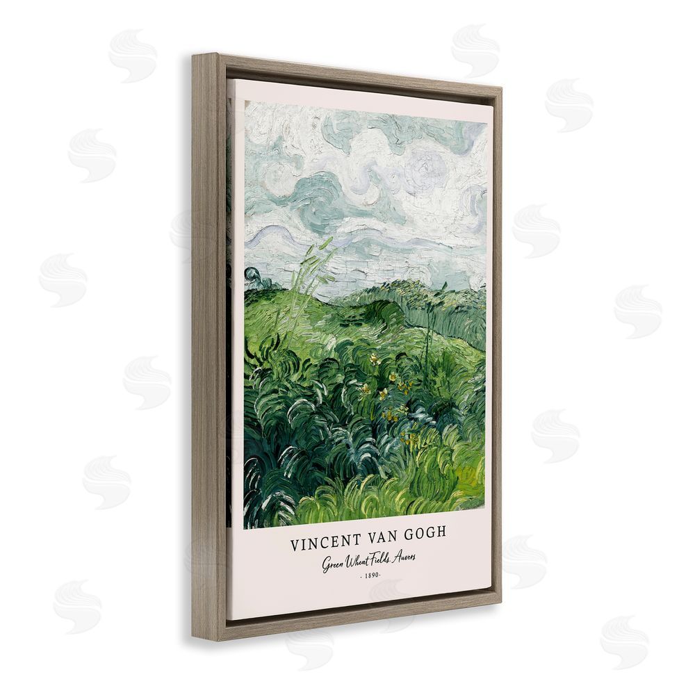 Vintage Hustle Classic Green Wheat Fields Brown Floating Frame Canvas Wall Art Print