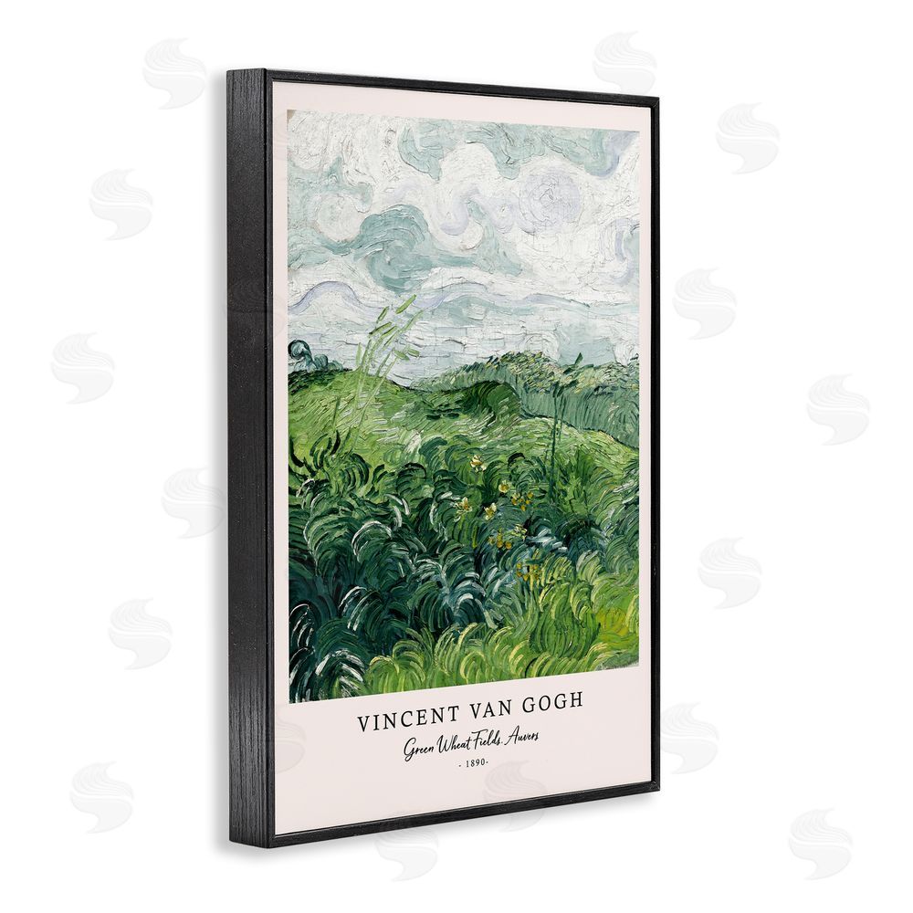 Vintage Hustle Classic Green Wheat Fields Black Framed Giclee Wall Art Print