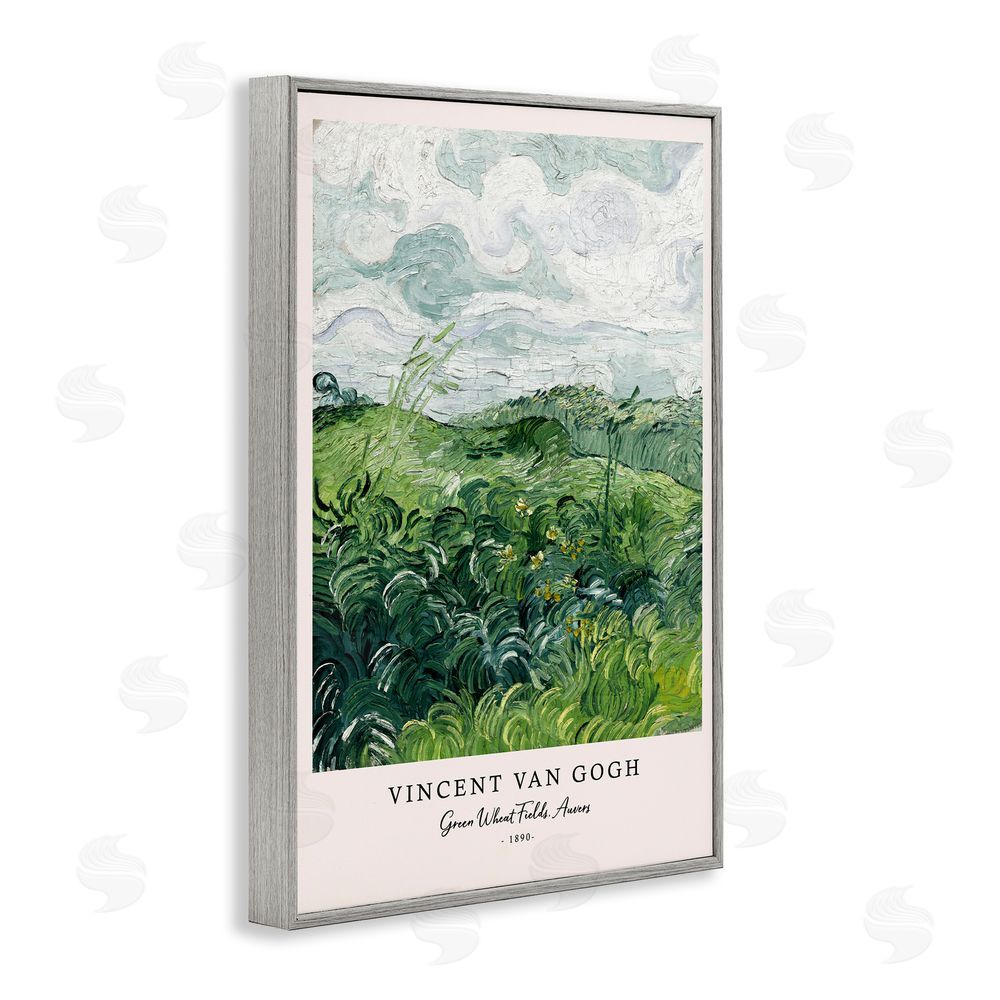 Vintage Hustle Classic Green Wheat Fields Gray Framed Giclee Wall Art Print