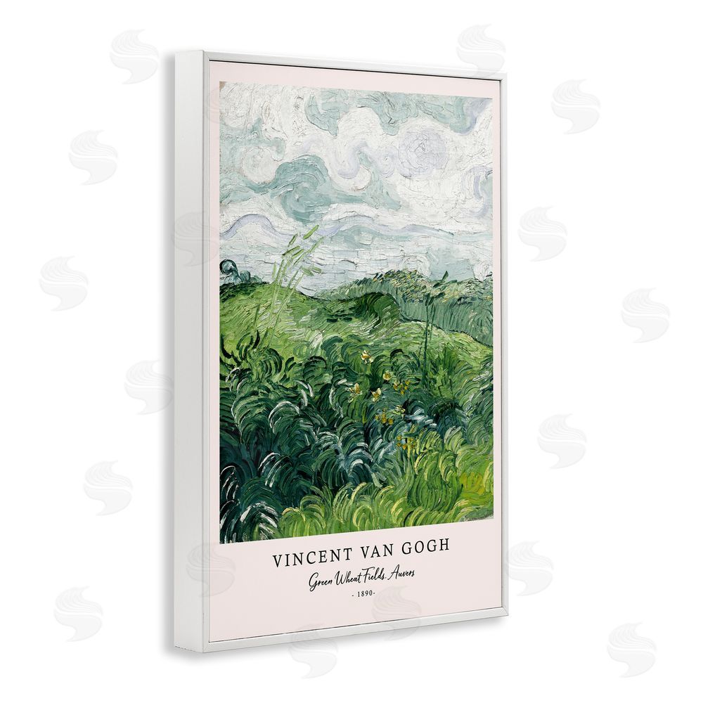 Vintage Hustle Classic Green Wheat Fields White Framed Giclee Wall Art Print