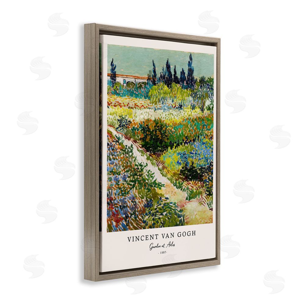 Vintage Hustle Classic Garden At Arles Brown Floating Frame Canvas Wall Art Print