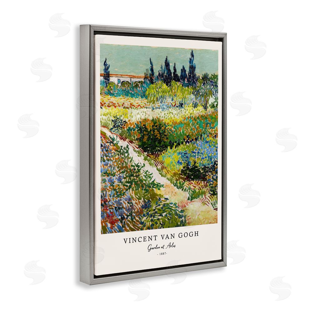 Vintage Hustle Classic Garden At Arles Gray Floating Frame Canvas Wall Art Print