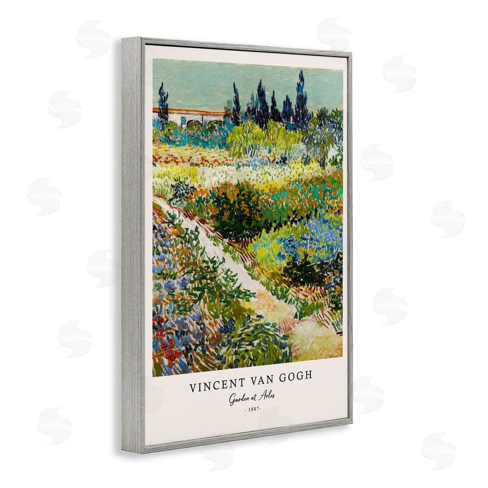 Vintage Hustle Classic Garden At Arles Gray Framed Giclee Wall Art Print