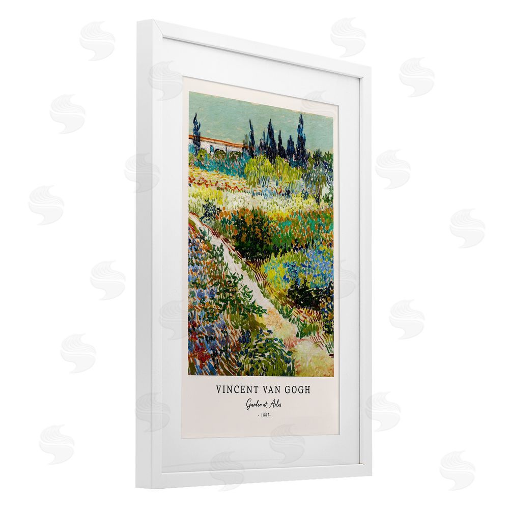 Vintage Hustle Classic Garden At Arles White Framed Print Under Glass Wall Art