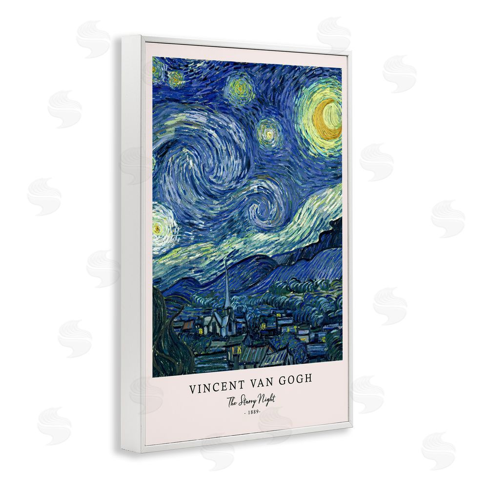 Vintage Hustle Classic Starry Night Van Gogh White Framed Giclee Wall Art Print