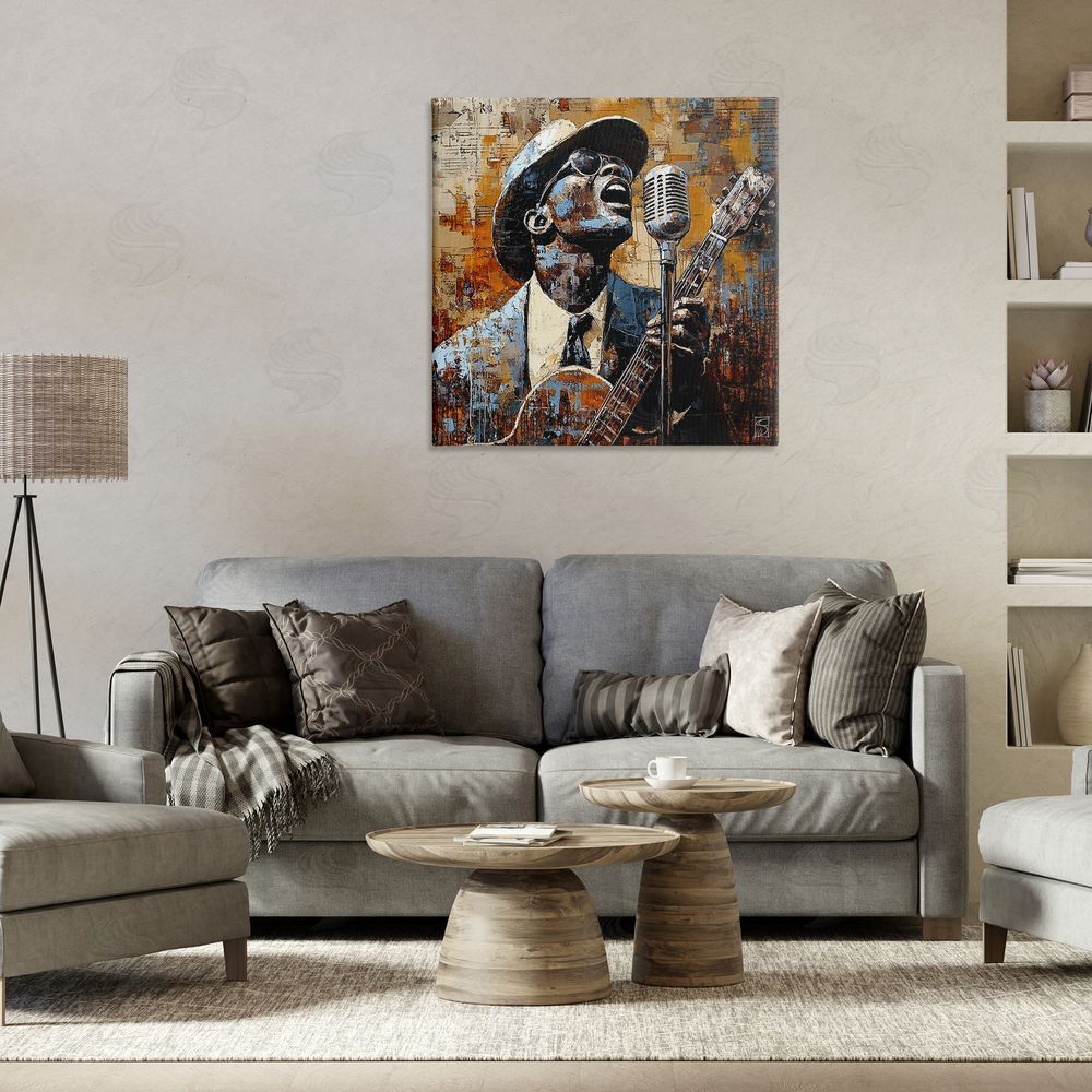 Sara Culpepper Passionate Blues Singer Stretched Canvas Wall Art Print in Room