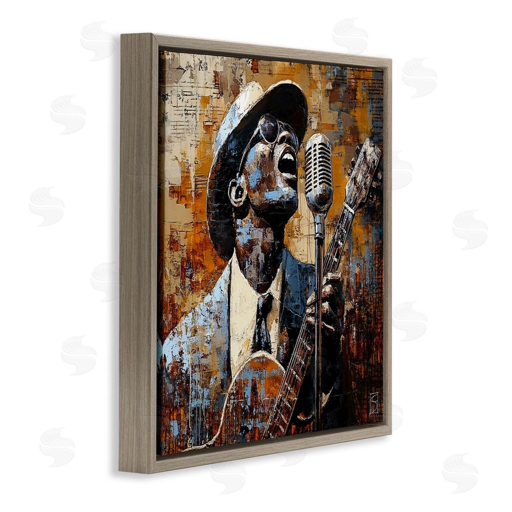 Sara Culpepper Passionate Blues Singer Brown Floating Frame Canvas Wall Art Print