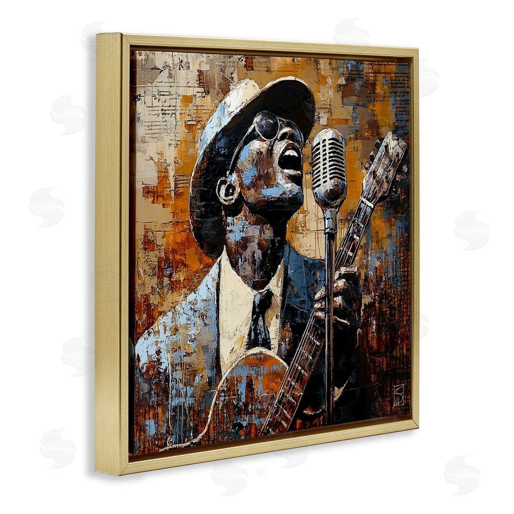 Sara Culpepper Passionate Blues Singer Gold Floating Frame Canvas Wall Art Print