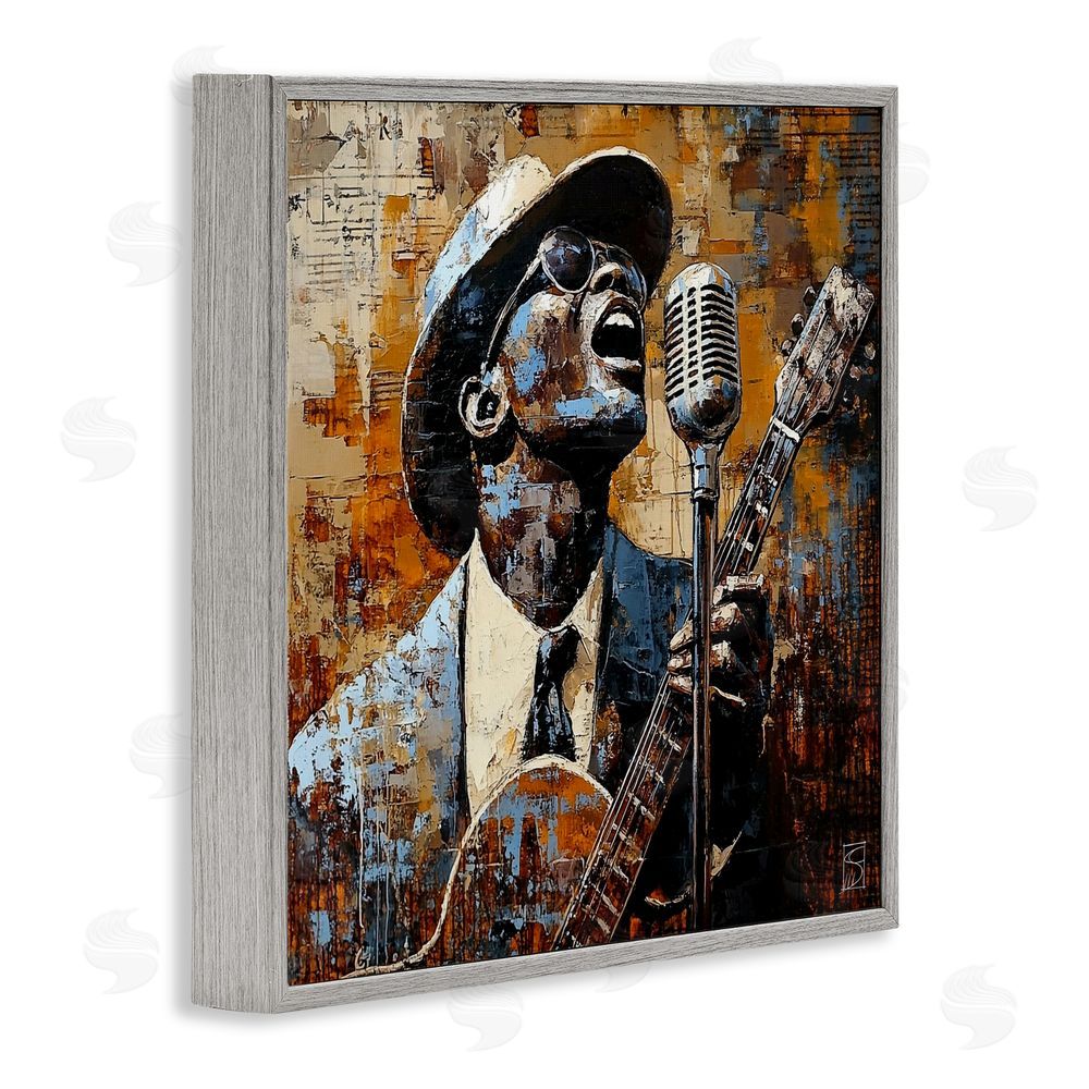 Sara Culpepper Passionate Blues Singer Gray Framed Giclee Wall Art Print