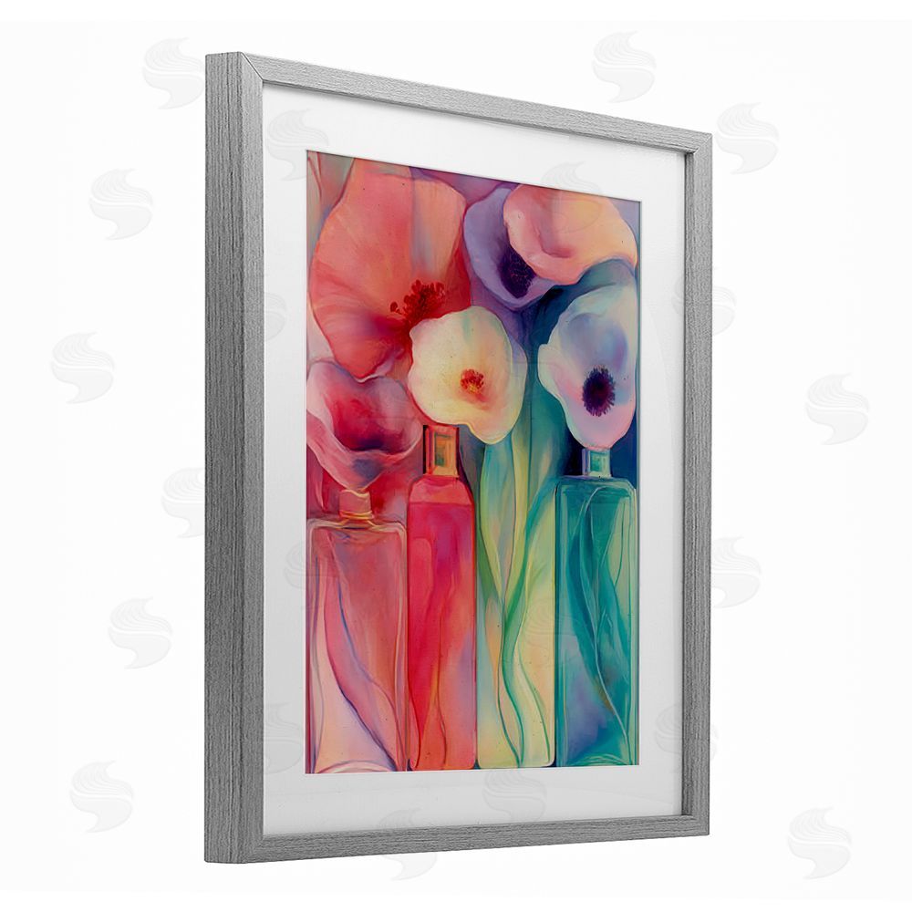 Annabelle Hall Petal Logic Gradient Gray Framed Print Under Glass Wall Art