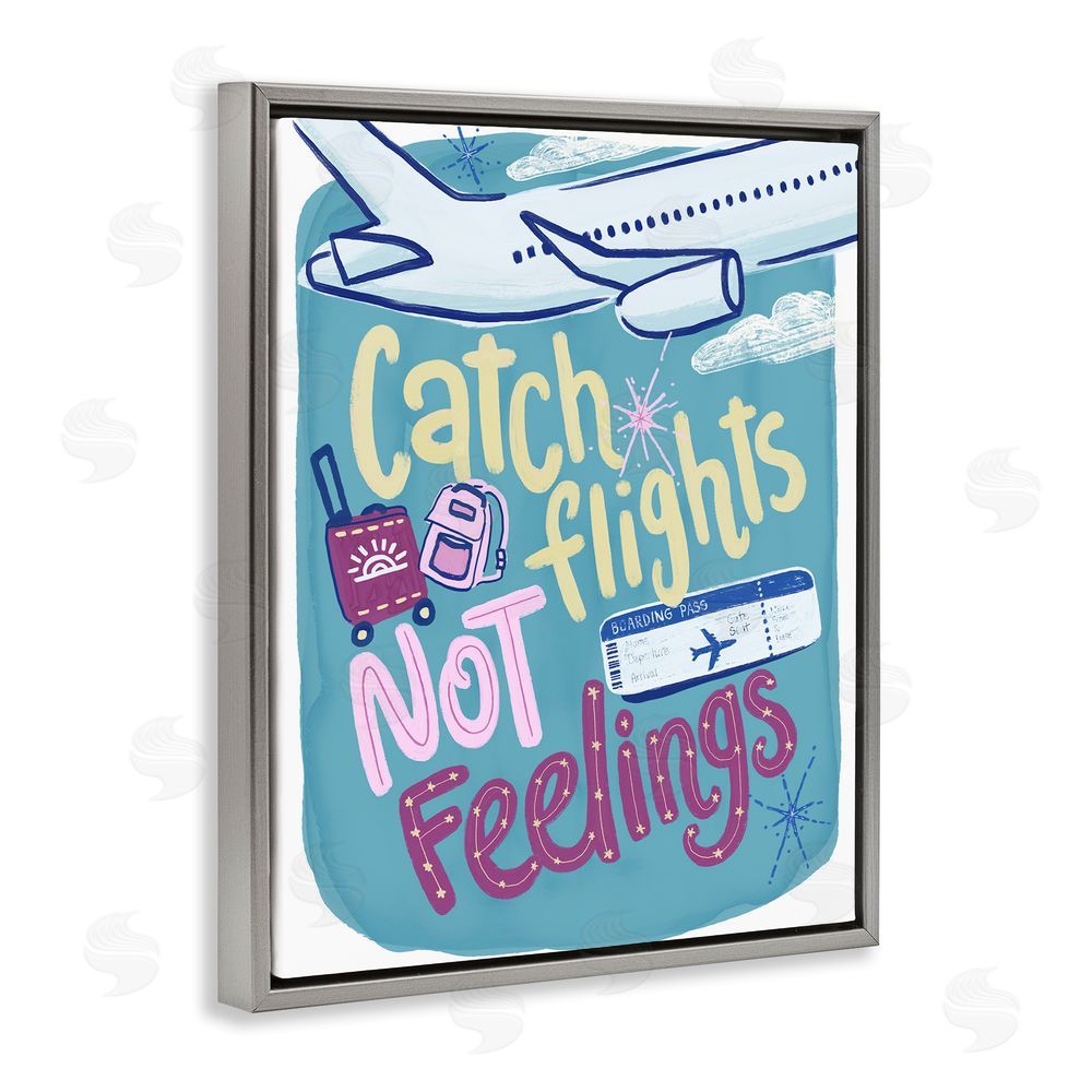 Connie Summers Catch Flights Not Feelings Gray Floating Frame Canvas Wall Art Print