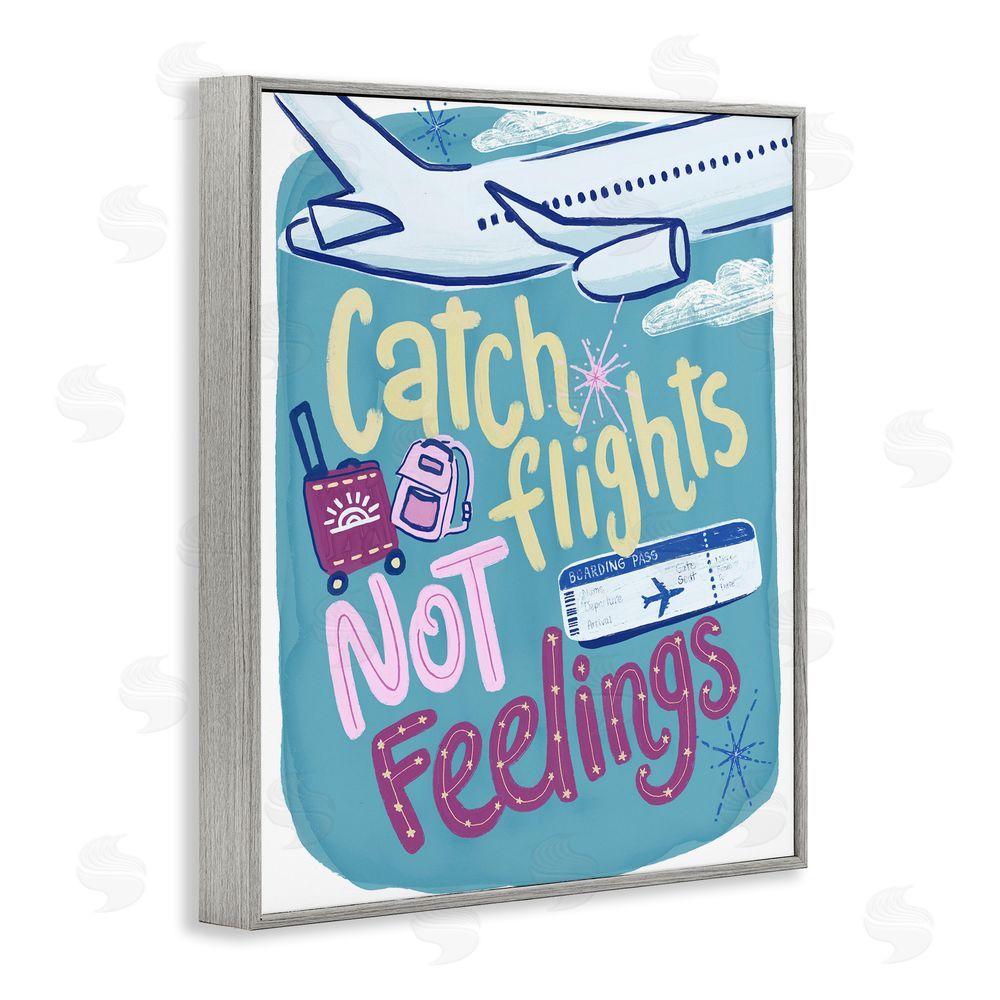 Connie Summers Catch Flights Not Feelings Gray Framed Giclee Wall Art Print