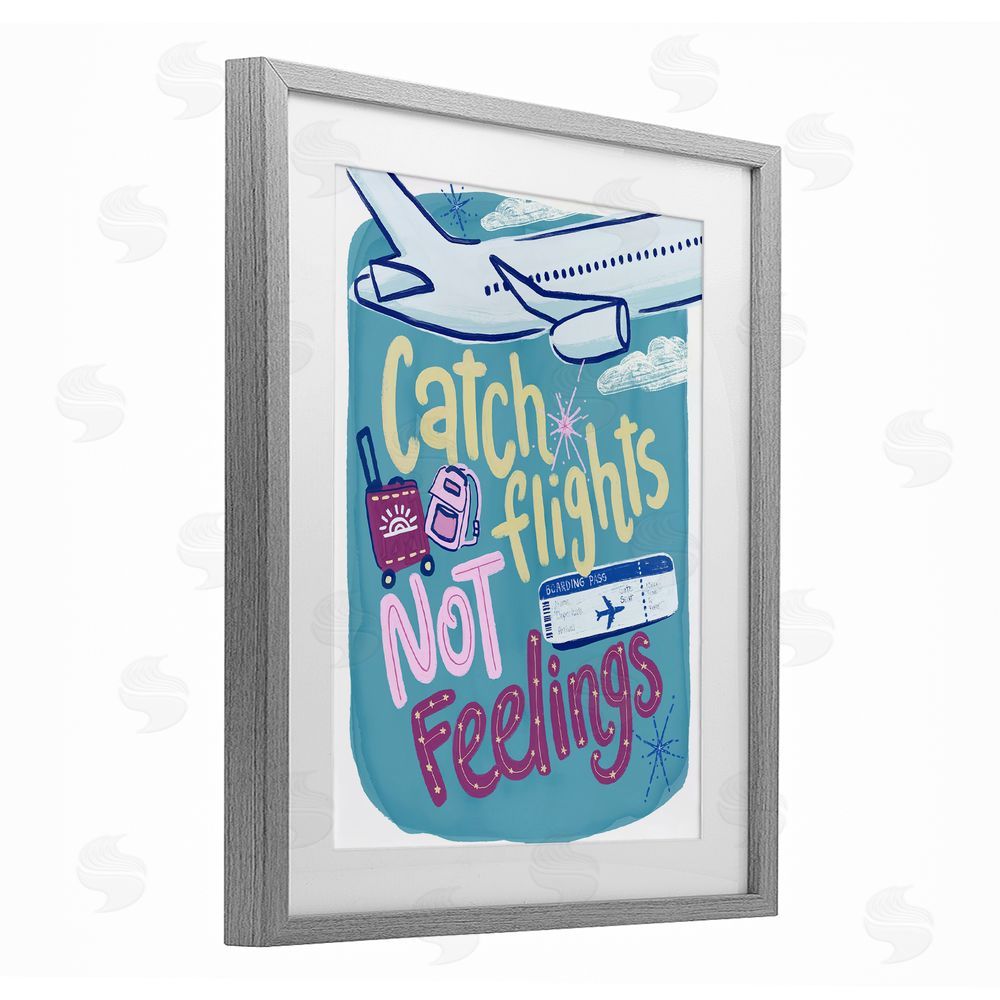 Connie Summers Catch Flights Not Feelings Gray Framed Print Under Glass Wall Art