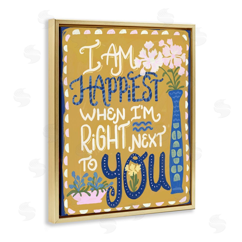 Connie Summers Happiest Next To You Gold Floating Frame Canvas Wall Art