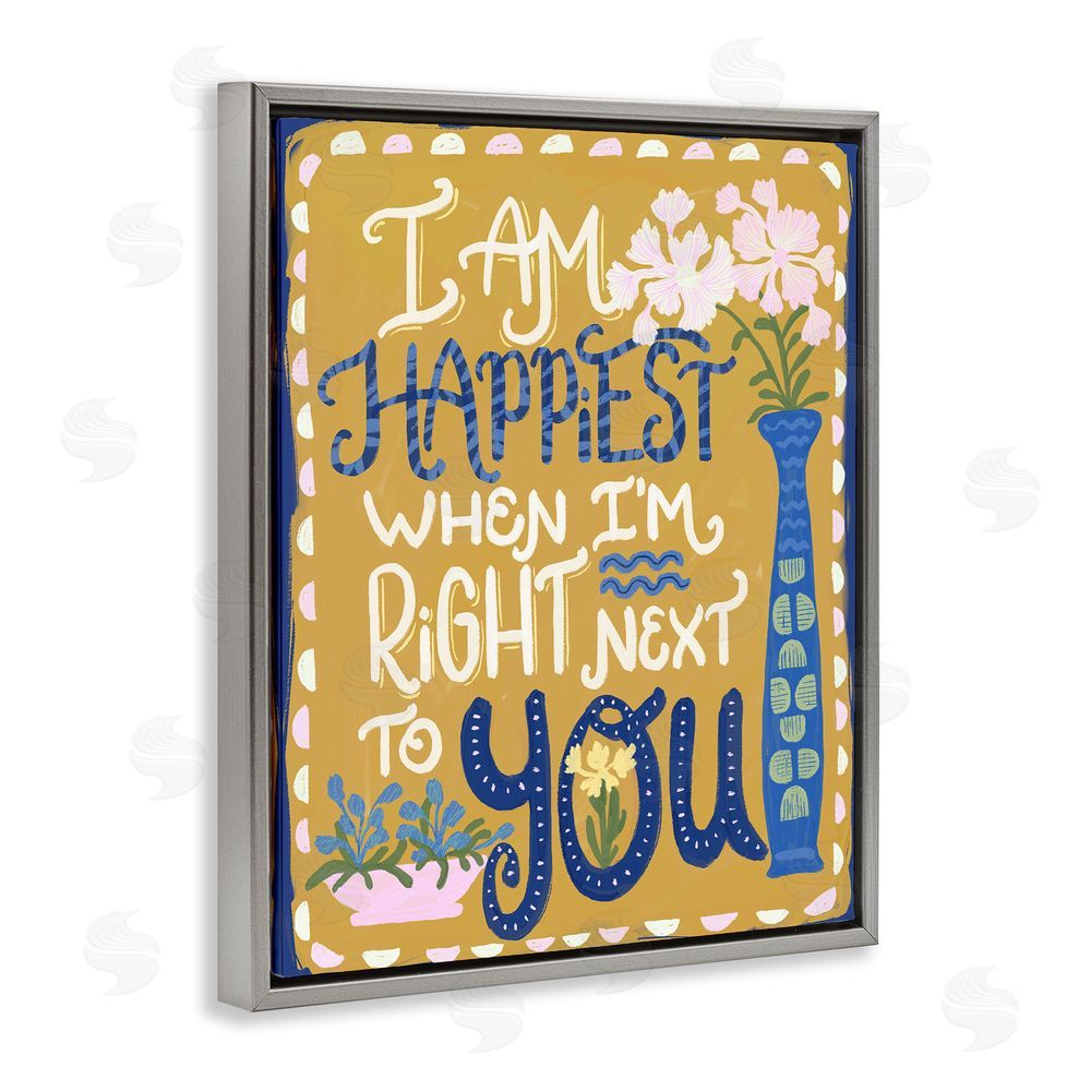 Connie Summers Happiest Next To You Gray Floating Frame Canvas Wall Art