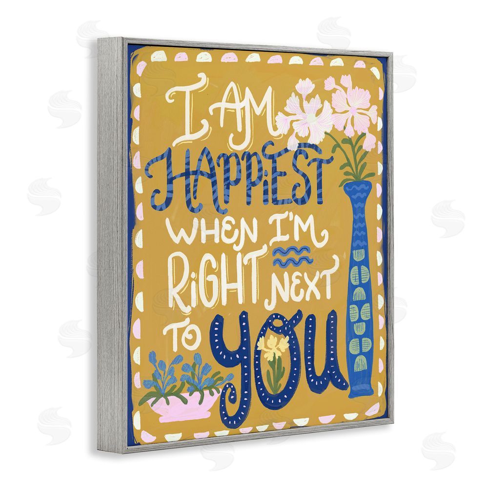 Connie Summers Happiest Next To You Gray Framed Giclee Wall Art Print