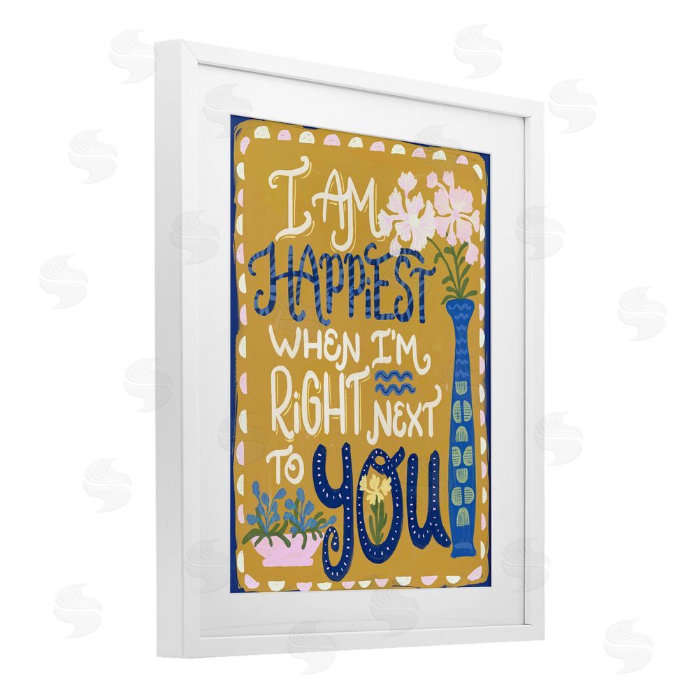 Connie Summers Happiest Next To You White Framed Print Under Glass with Mat Wall Art