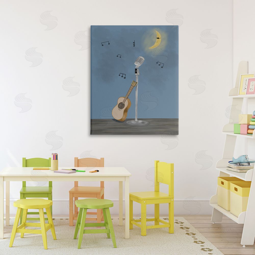 Leslie Hermosa Music And Moon Stage Stretched Canvas Wall Art Print in Room