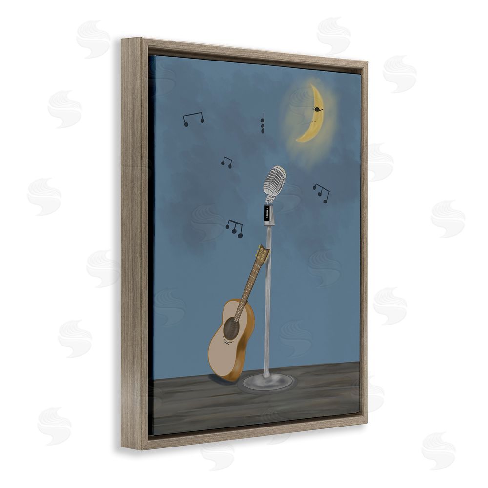 Leslie Hermosa Music And Moon Stage Brown Floating Frame Canvas Wall Art Print
