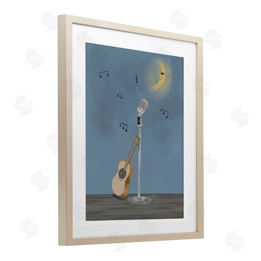 Leslie Hermosa Music And Moon Stage Brown Framed Print Under Glass Wall Art