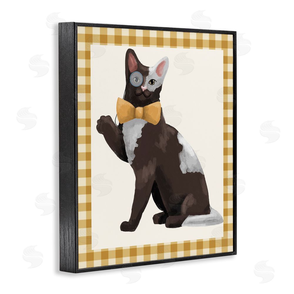 Sadie Harper Gentleman Cat with Bow Blacked Framed Giclee Wall Art Print