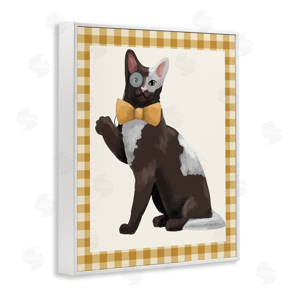 Sadie Harper Gentleman Cat with Bow White Framed Giclee Wall Art Print